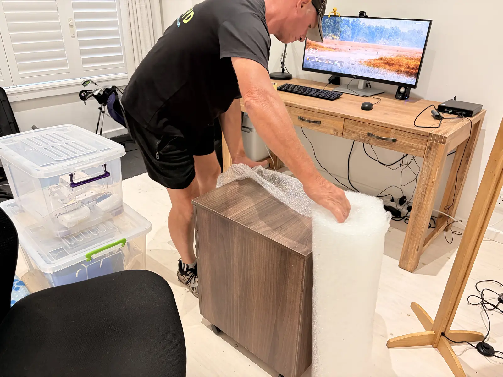Protecting office furniture with extra bubble wrap